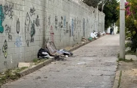 Callejón donde fueron encontrados los dos perros en un costal. 