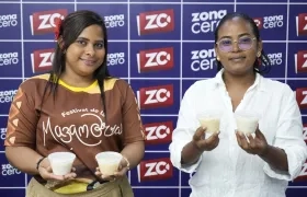 La coordinadora de Cultura de Repelón, Lizeth Carrillo, y la matrona Ingrid Espinoza. 