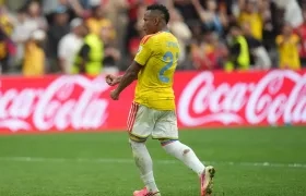 Jáminton Campaz durante el partido de Colombia contra Suiza. 