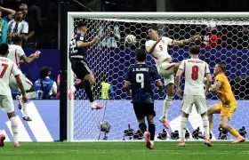 El cabezazo de Lautaro Martínez para el segundo gol argentino.