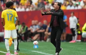 Néstor Lorenzo durante el partido de Colombia contra Suiza.