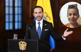 El Presidente Abelardo De La Espriella y el niño Lucas Francesco Murillo García.