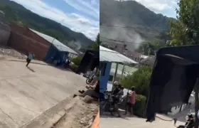 Momento en que se presentó el ataque con drones en Norosí. 