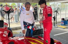 Juan Pablo Montoya y su hijo Sebastián. 