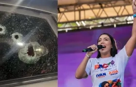 Las balas que impactaron el vehículo y la excandidata Naylea Barros.