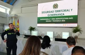 El teniente coronel Pablo Bueno, subcomandante de la Policía de Atlántico, durante su intervención en el Foro GES 2026.   