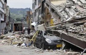Zona destruida por el terremoto.