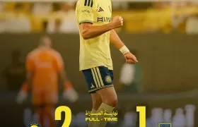 Cristiano Ronaldo festeja tras marcar su gol contra el Al Taawon.