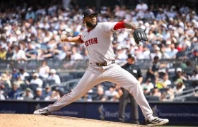 Tyron Guerrero, lanzador colombiano de los Medias Rojas de Boston.