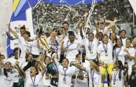 La celebración de las jugadoras del Deportivo Cali.