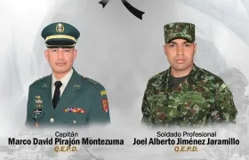 Las víctimas fueron el capitán Marco David Pirajón y el soldado Joel Alberto Jiménez.