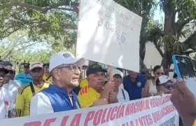 Protesta de los pensionados de la Policía. 