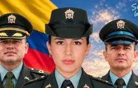 Mayor Fredy Alexis Russi González y los patrulleros Erica Tatiana Monroy Hurtado, Edison Yesid Medina Traslaviña. 