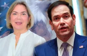 Vicky Ibáñez, directora ejecutiva de AmCham Atlántico y Magdalena; Marco Rubio, secretario de Estado de Estados Unidos.