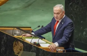 El primer ministro de Israel, Benjamín Netanyahu, durante su intervención en la Asamblea de la ONU.