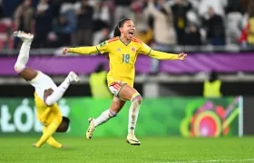 La colombiana Catalina Cortés celebra tras el triunfo sobre Italia. 