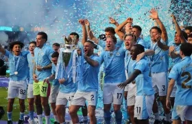 El Manchester City celebrando el título de la Premier League en la temporada 2022–2023.