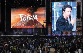 Leonardo de Lozanne, vocalista de la banda mexicana Fobia, durante su presentación en el Festival de la Cordillera. 