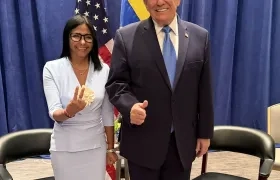 Delcy Rodríguez y Donald Trump durante su reunión en Nueva York.