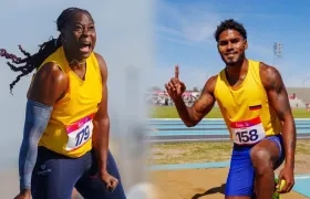 Flor Ruiz y Arnovis Dalmero, atletas colombianos. 