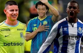 James Rodríguez, Juan Guillermo Cuadrado y Jackson Martínez.