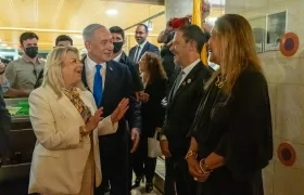 El primer ministro de Israel, Benjamín Netanyahu, y el Canciller de Colombia, Omar Bula.
