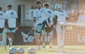 Messi durante el entrenamiento.