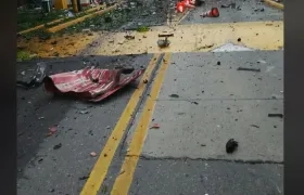 Así quedó el peaje después del atentado.