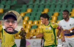 El accionista Antonio Díaz y el Fredy Montero, delantero de Real Cartagena. 
