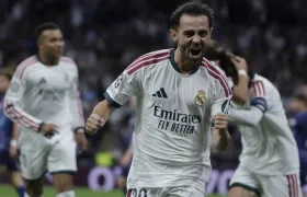 Bernardo Silva festeja tras marcar su primer gol con la camiseta del Real Madrid.