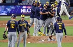La celebración de los Cerveceros de Milwaukee tras avanzar a la Serie Mundial. 