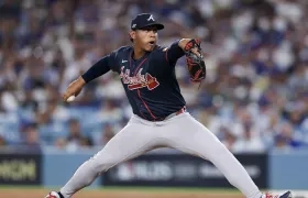 Didier Fuentes durante su actuación contra los Dodgers de Los Ángeles. 
