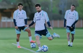 Lionel Messi durante un entrenamiento con la selección Argentina.