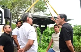 Secretario General del Atlántico, Pedro Lemus, durante la visita a Sabanagrande. 