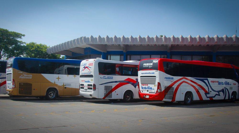 Buses de Brasilia y Unitransco en la terminal de transportes.