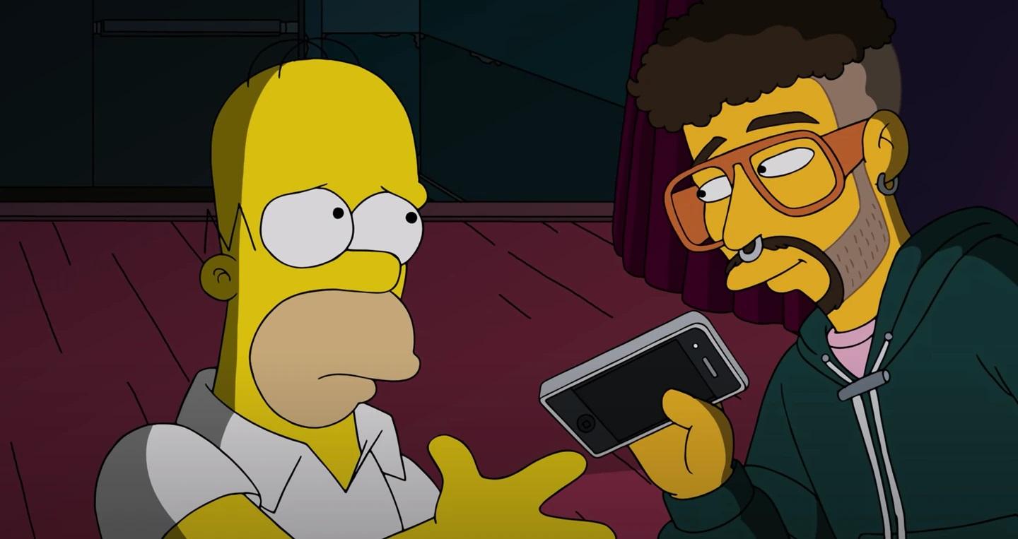 'Homero' y Bad Bunny en una escena de ‘Los Simpson’.