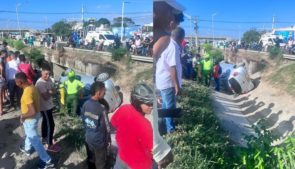 El vehículo quedó en una cuneta. 