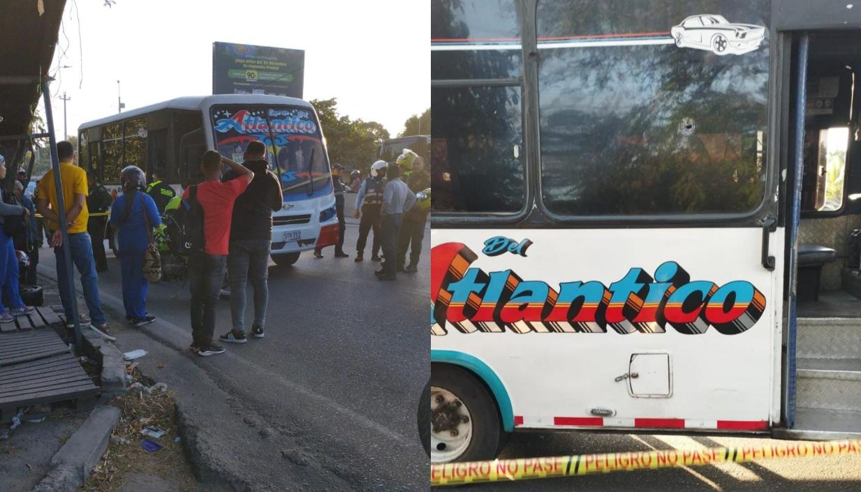 Aspecto del bus donde ocurrió la balacera. 