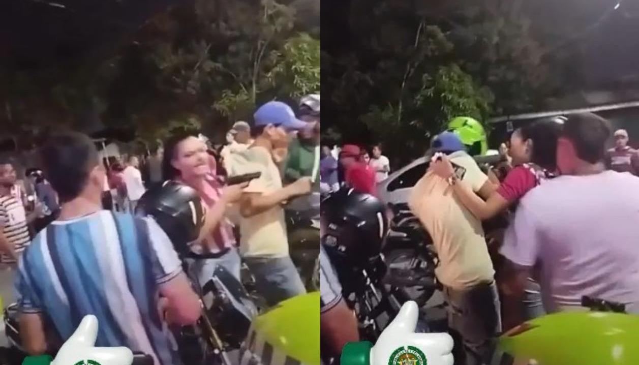 Captura de un delincuente en medio de la msacre en El Santuario.