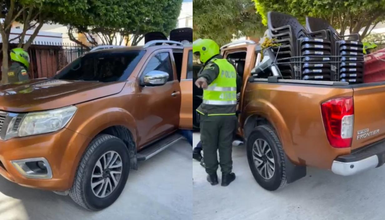 Camioneta en la que se transportaba la víctima cuando fue atacada a tiros. 