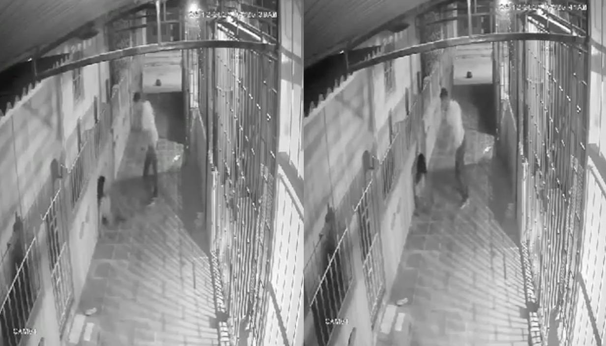 Momento en que el hombre agredió a su expareja. 