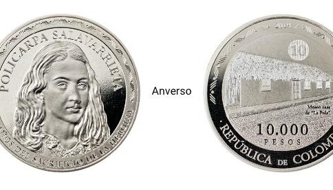 La moneda con la imagen de Policarpa Salavarrieta.
