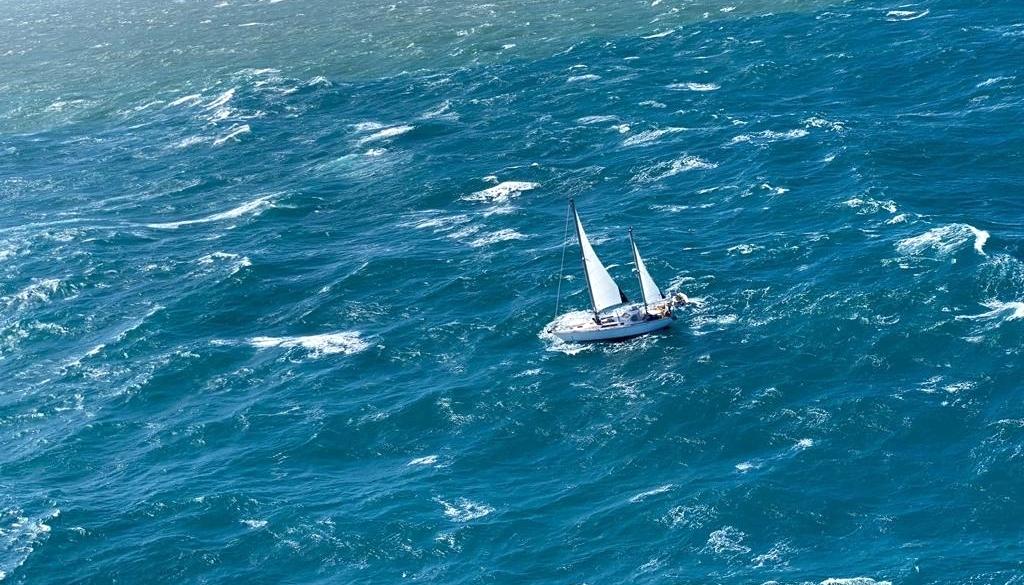 El velero estando a la deriva.