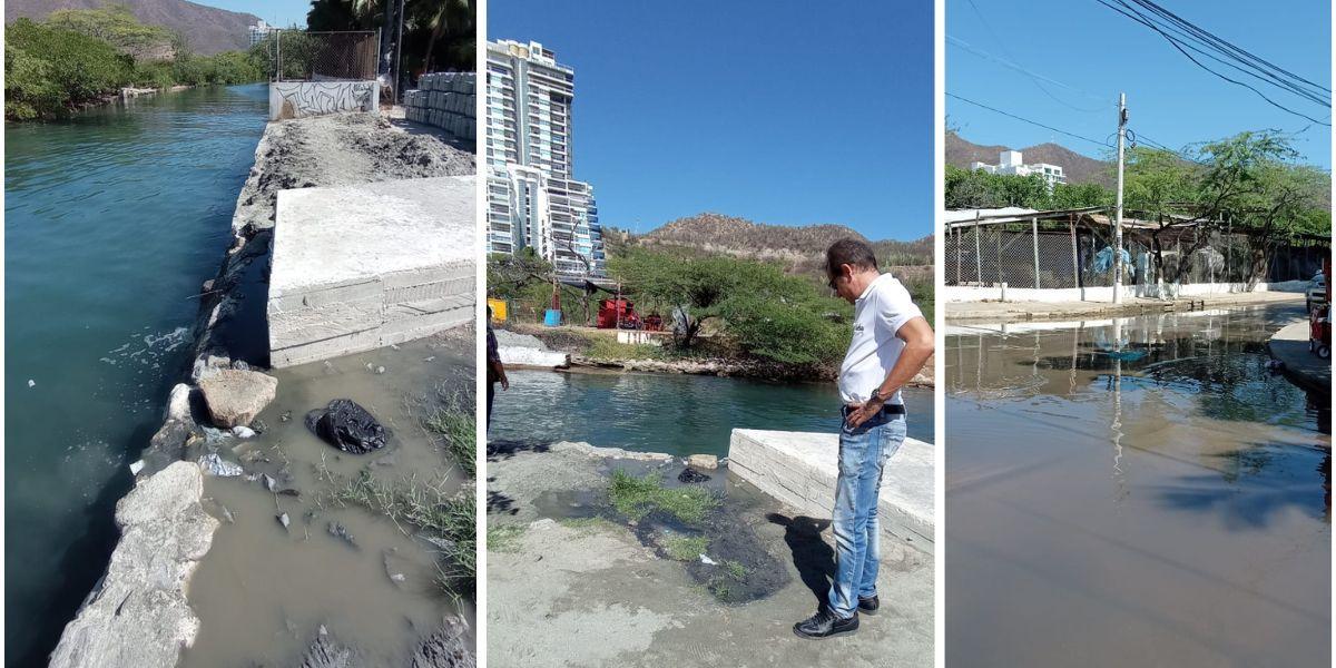 Rebosamiento de aguas residuales en El Rodadero, un grave problema.