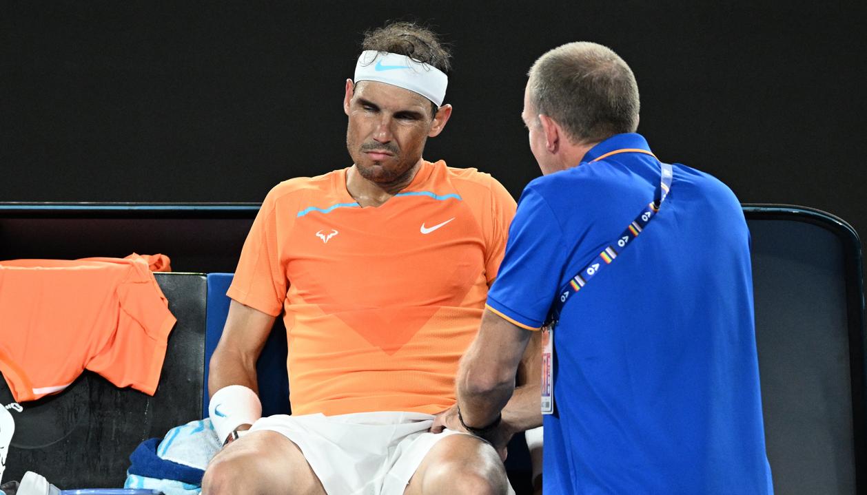 Nadal se lesionó en su pierna izquierda en el segundo set.