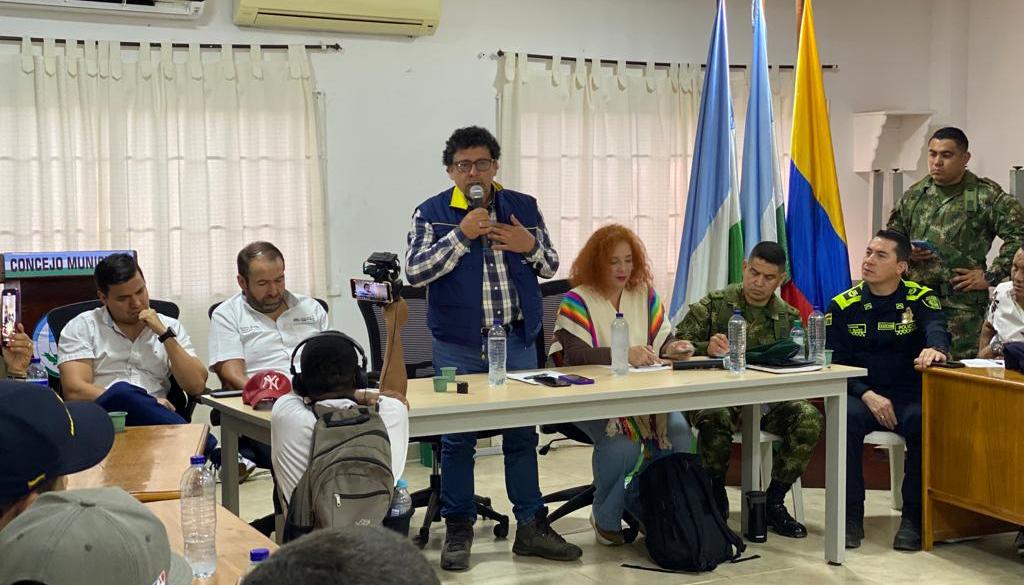 El director de la UNGRD. Javier Pava, en la reunión de este martes en La Apartada.