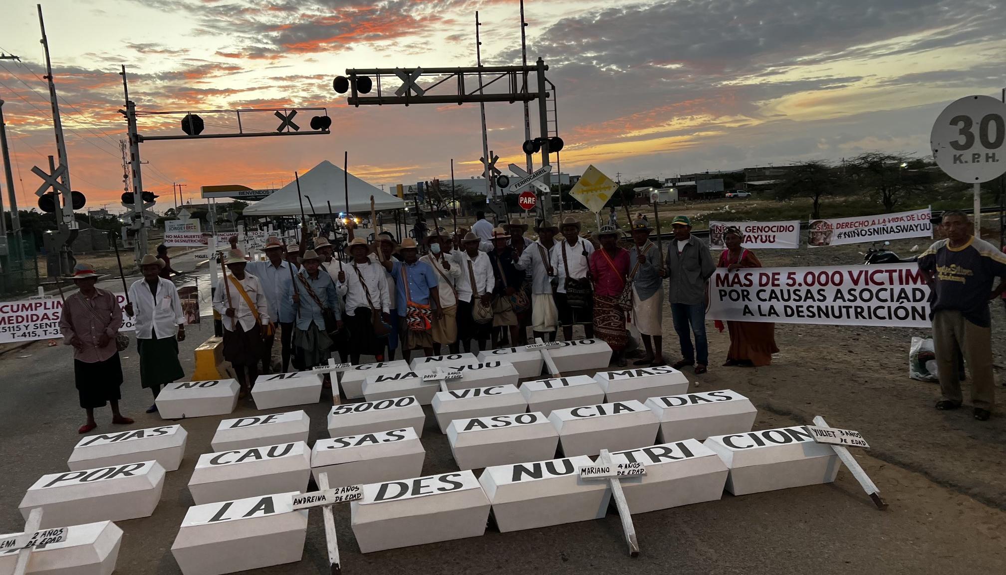 Una de las concentraciones de comunidades wayúu de este lunes en La Guajira.
