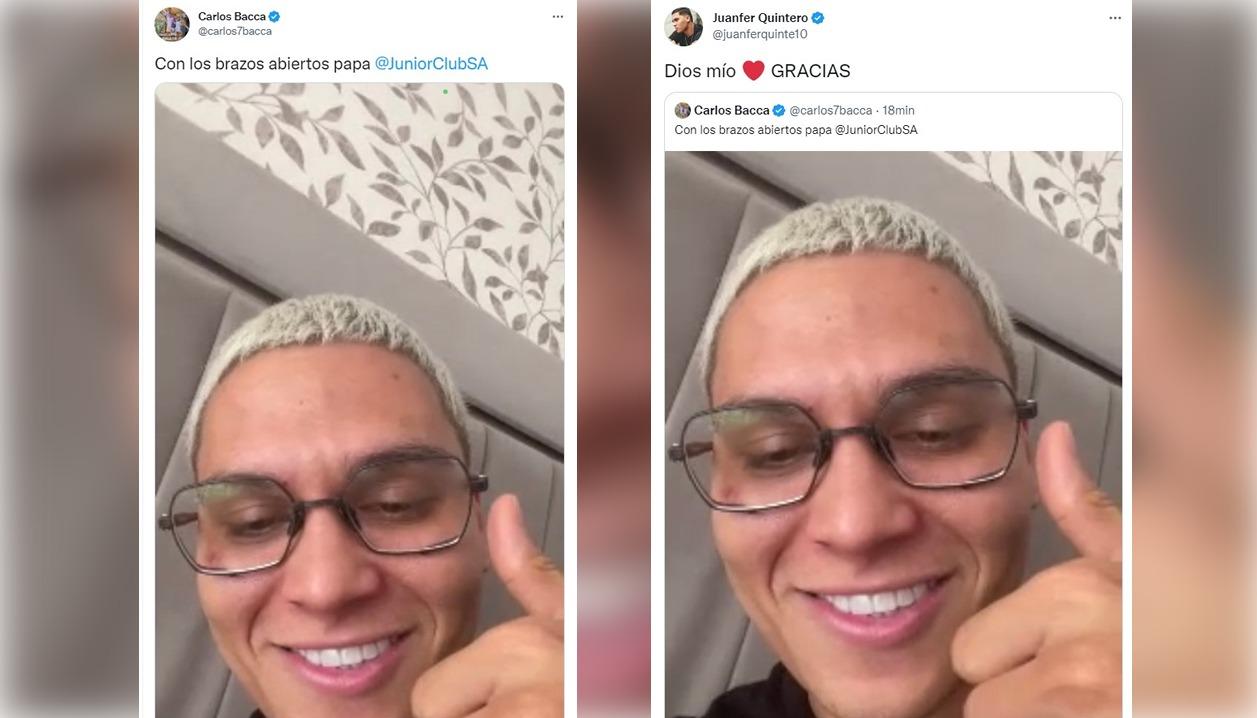 El intercambio de mensajes entre Carlos Bacca y Juan Fernando Quintero.