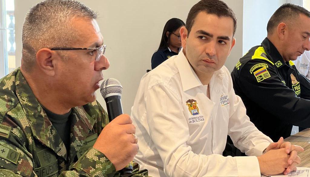 El gobernador de Bolívar, Vicente Blel, en el consejo de seguridad de este martes.