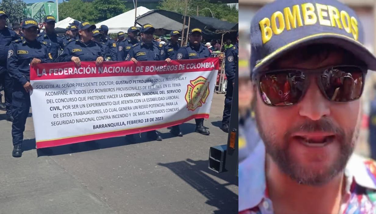 El Cuerpo de Bomberos y el Alcalde de Barranquilla, Jaime Pumarejo.